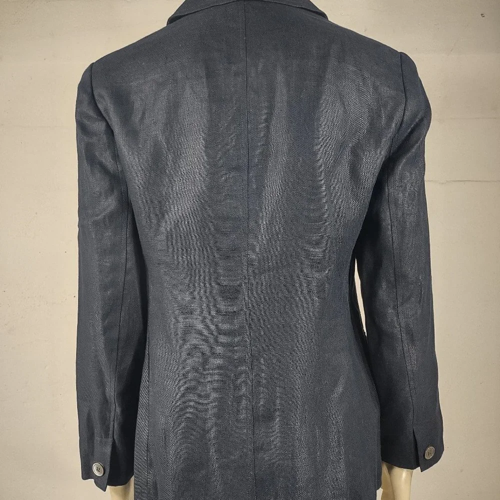 NWOT Talbots dark blue 100% Irish Linen two button blazer jacket ladies size 8 - Picture 4 of 6